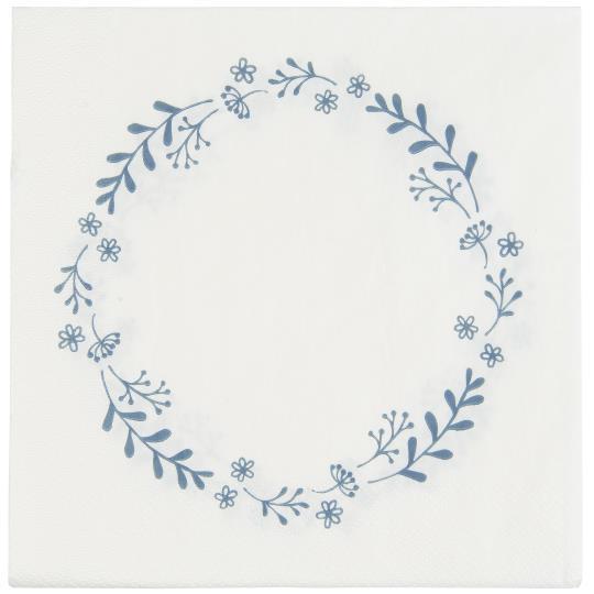 Ib Laursen - Papirservietter Blue Flower Wreath (50stk.)