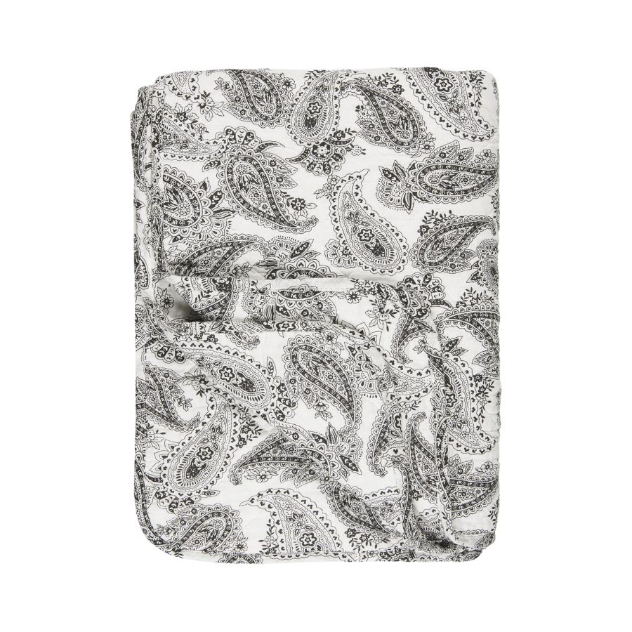 Ib Laursen - Quilt i Hvid m. Sort Paisley (130x180cm)