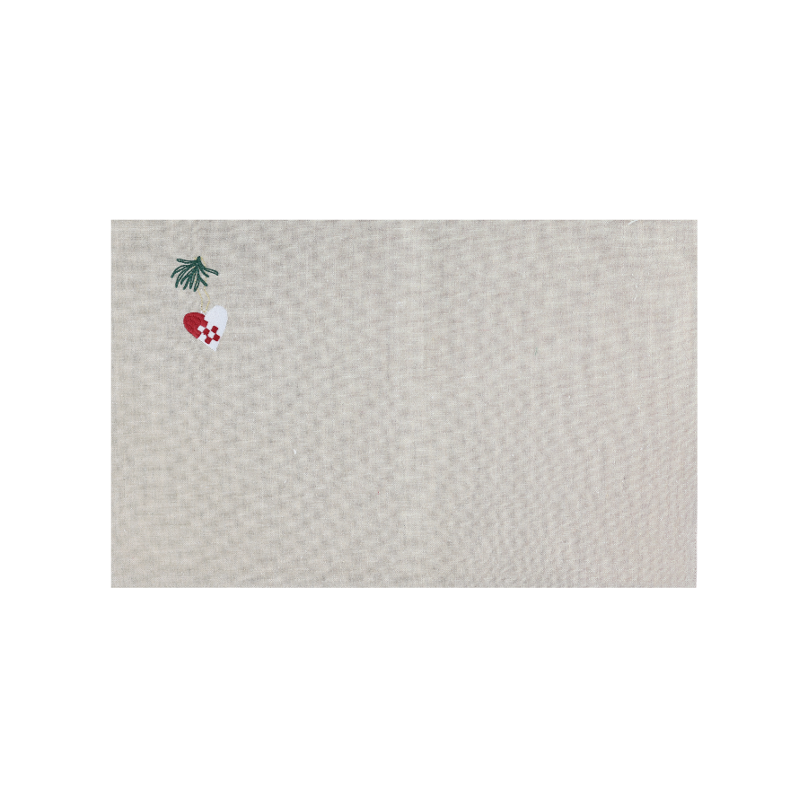 Juledækkeserviet m Hjerte Broderi (30x45cm)