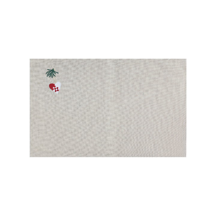 Juledækkeserviet m Hjerte Broderi (30x45cm)