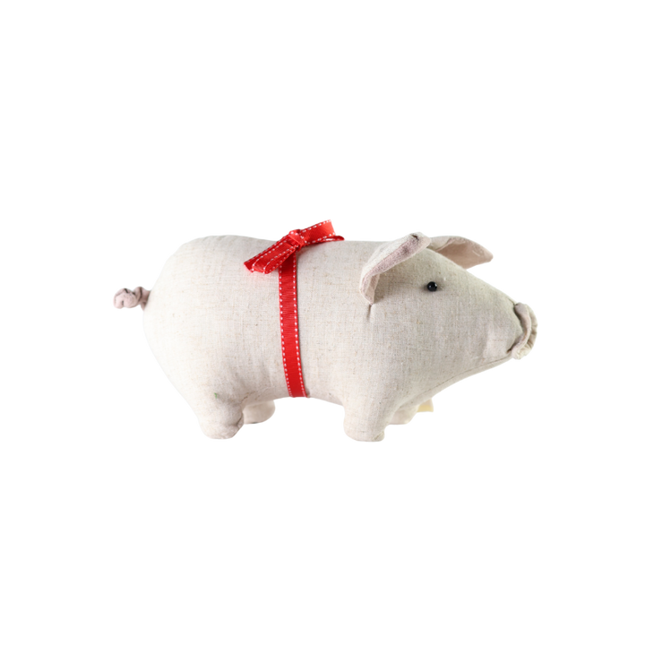 Julegris m. Sløjfe Sand (23 x 13 x 12cm)