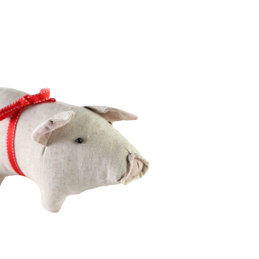 Julegris m. Sløjfe Sand (23 x 13 x 12cm)