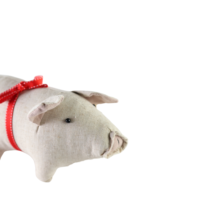 Julegris m. Sløjfe Sand (23 x 13 x 12cm)