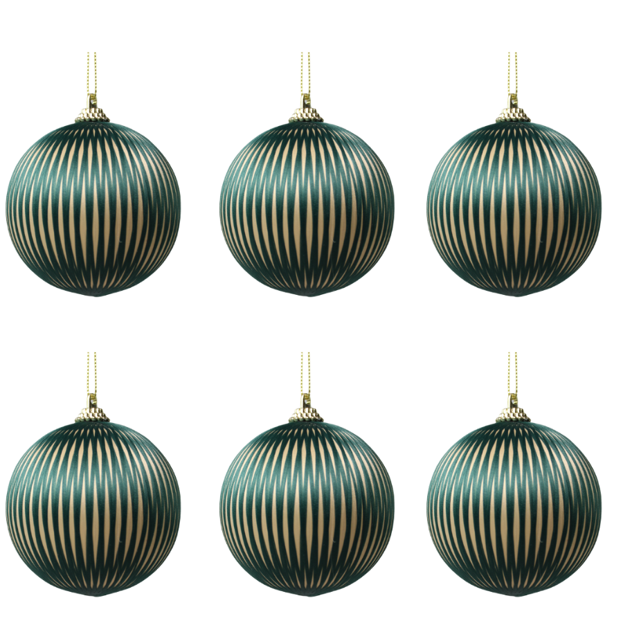 6 stk. Julekugler GABRIEL Grøn (Ø8 cm)
