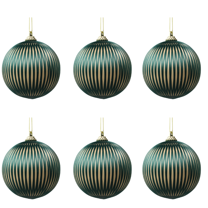 6 stk. Julekugler GABRIEL Grøn (Ø8 cm)