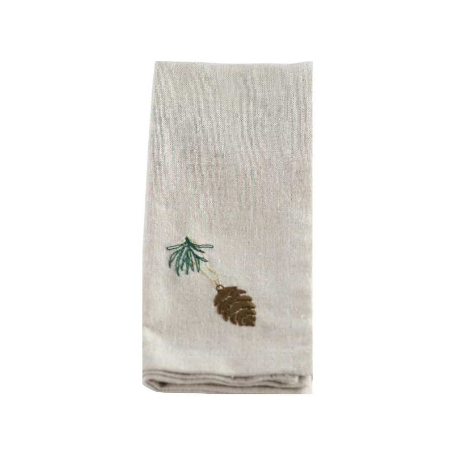 Julemundserviet m Grankogle Broderi (40x40cm)