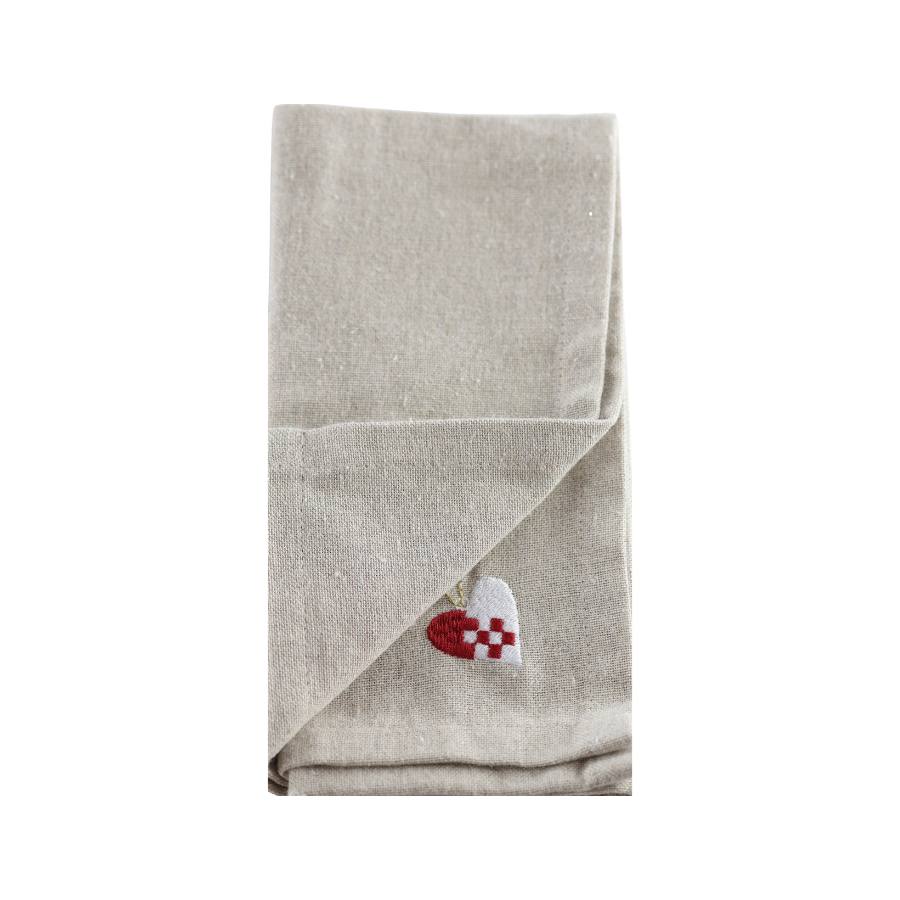 Julemundserviet m Hjerte Broderi (40x40cm)