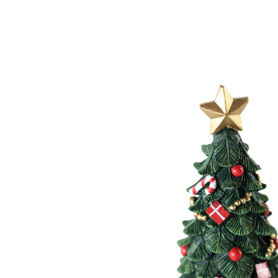 Juletræ m. Pynt Polyresin m. Grøn (15cm)