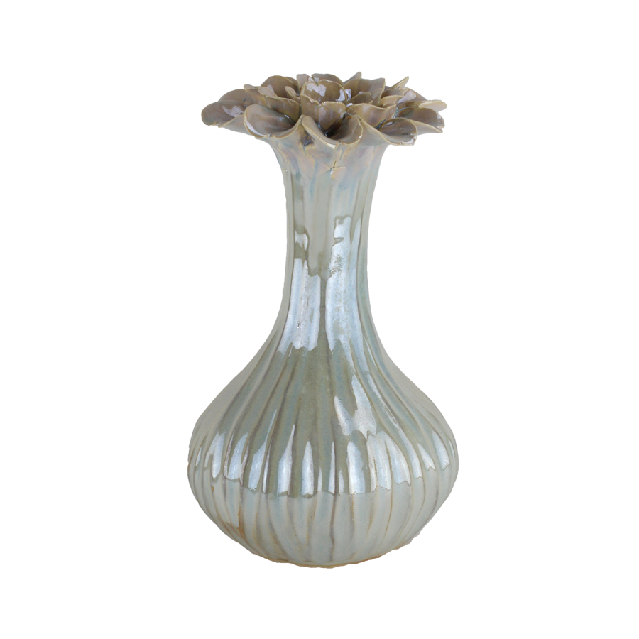 Keramik Vase i Lys Perlemor (H23cm)