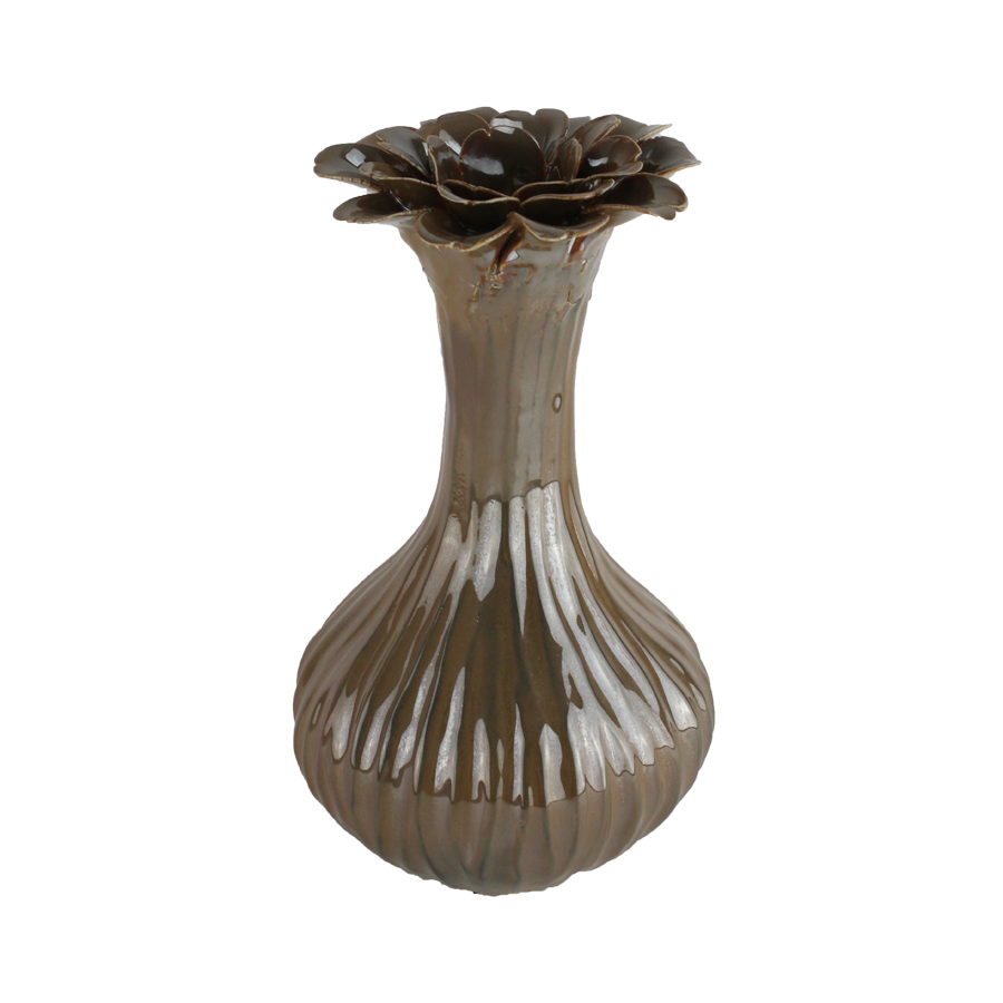 Keramik Vase i Mørk Perlemor (H23cm)