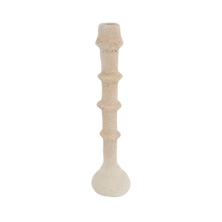 Keramisk Lysestage i Beige (Ø7,5x31cm)