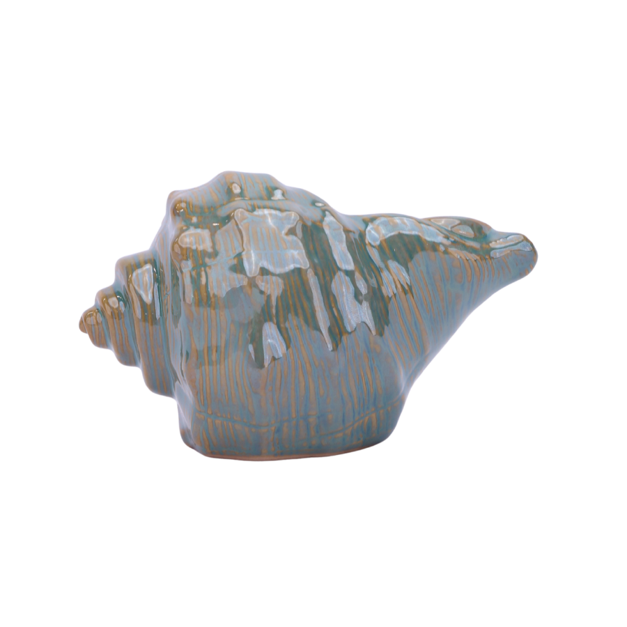 Konkylieformet keramikpotte 14x10,7x9,4 cm Grøn