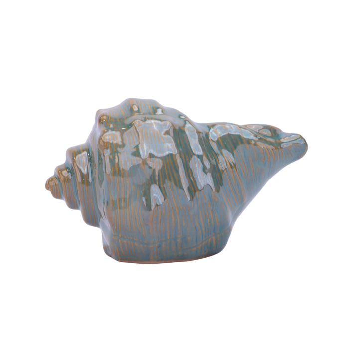 Konkylieformet keramikpotte 14x10,7x9,4 cm Grøn