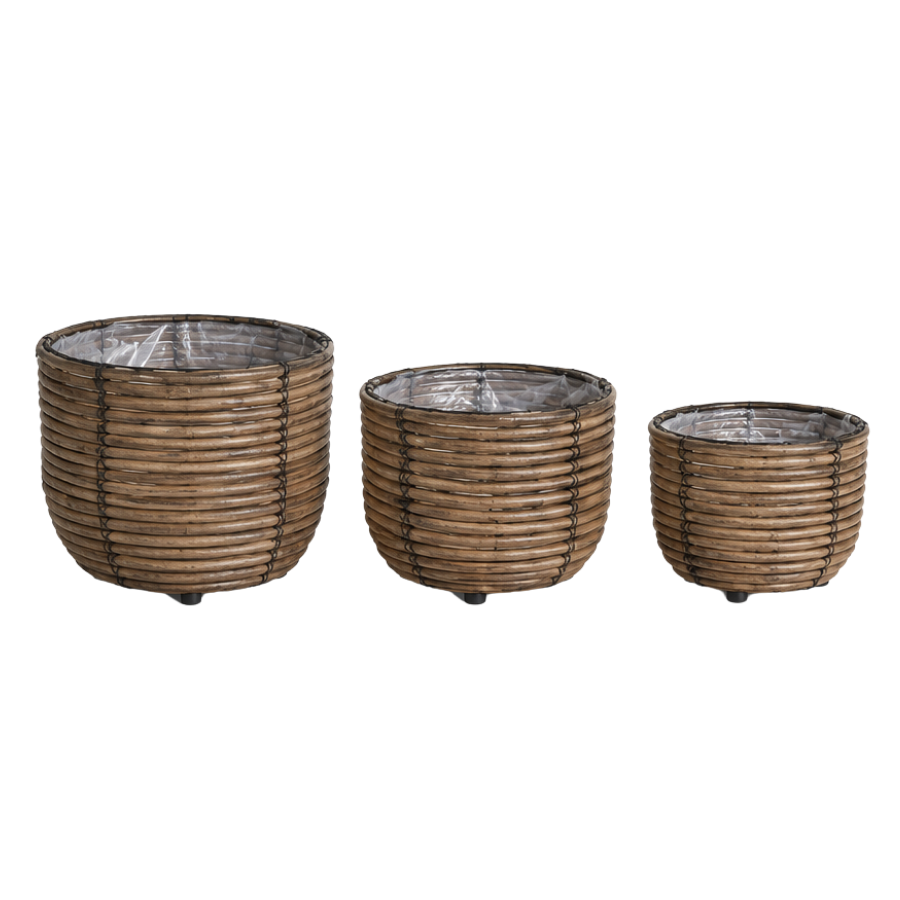 Kurve Sæt af 3 Rattan 25x20/20x17/17x14cm Brun