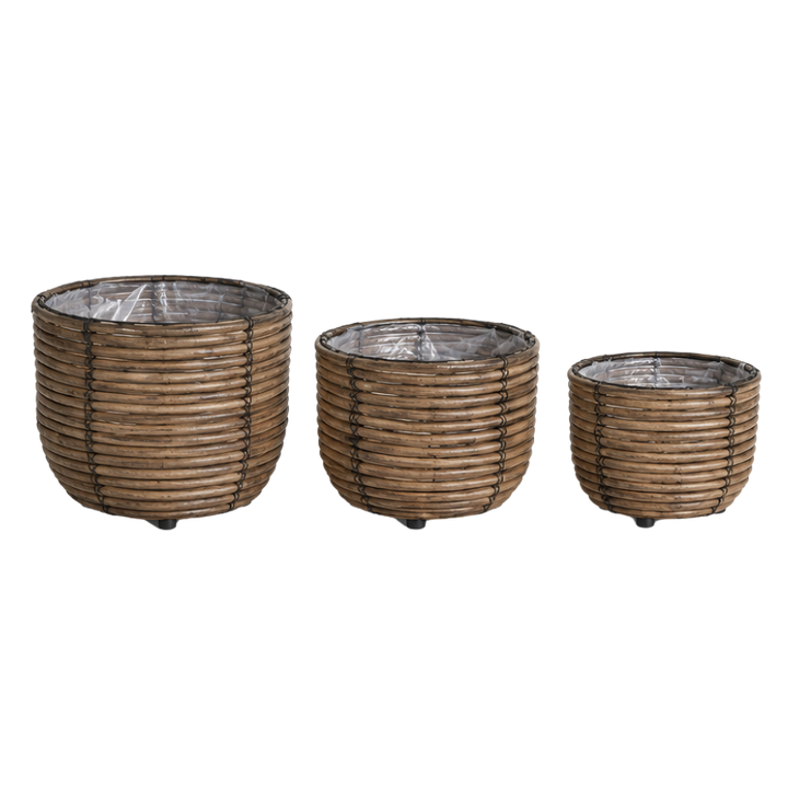 Kurve Sæt af 3 Rattan 25x20/20x17/17x14cm Brun