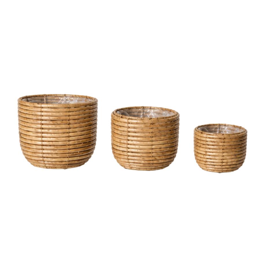 Kurve Sæt af 3 Rattan 25x20/20x17/17x14cm Natur