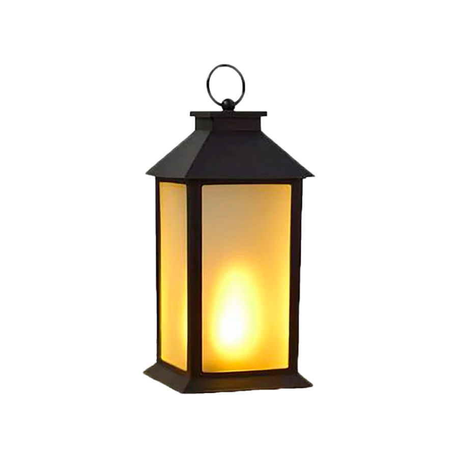 Lanterne m. LED, Sort m. Frostet Glas (H:32)