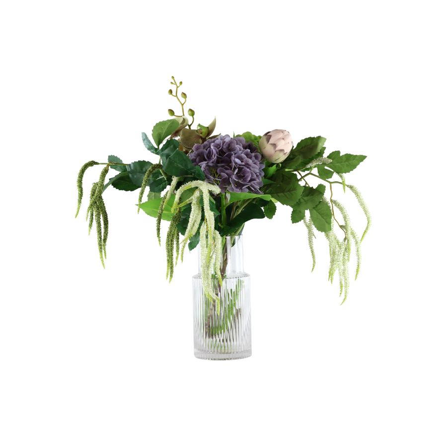 Evighedsbuket Lilla Natur m. Protea og Hortensia