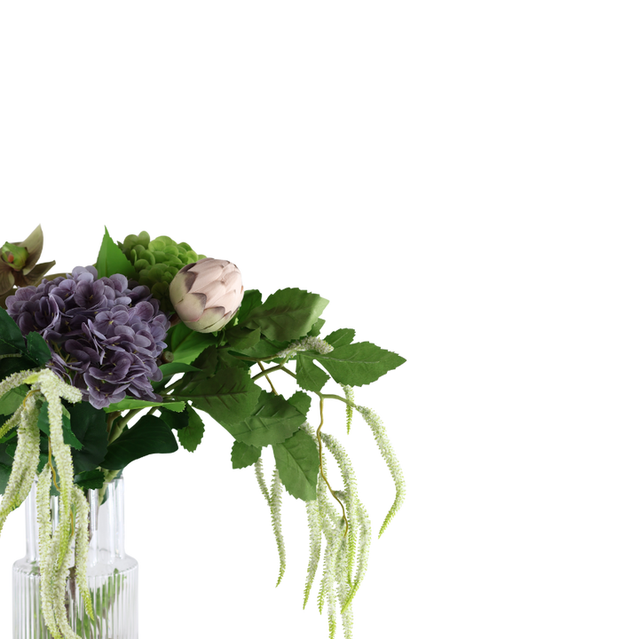 Evighedsbuket Lilla Natur m. Protea og Hortensia