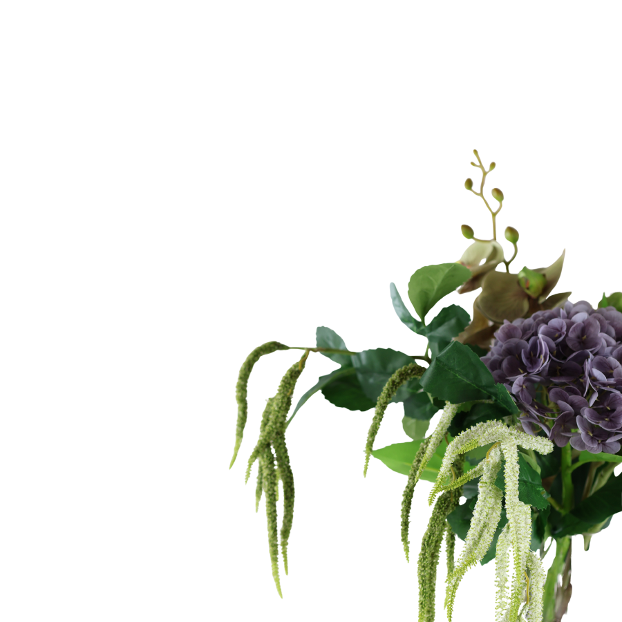 Evighedsbuket Lilla Natur m. Protea og Hortensia