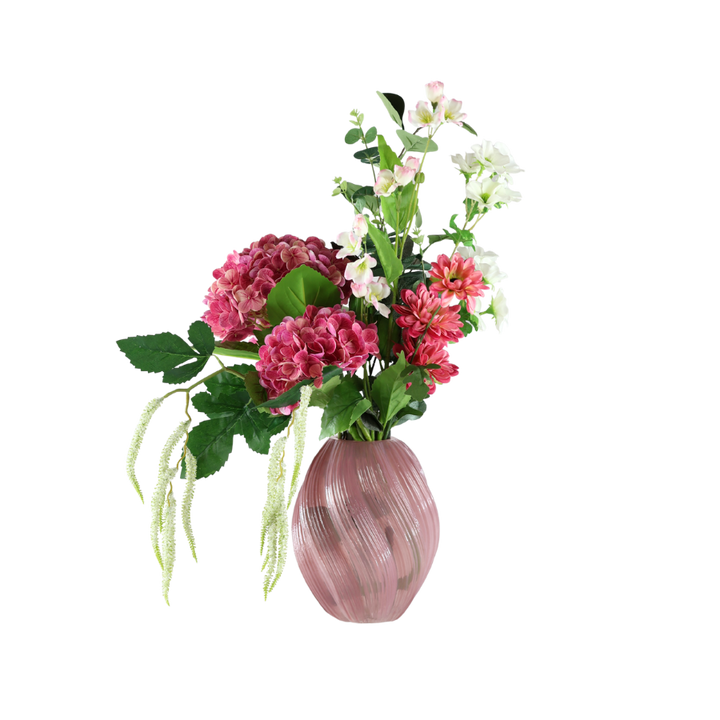 Evighedsbuket Lyserød Hortensia m. Flerfarvede Blomster