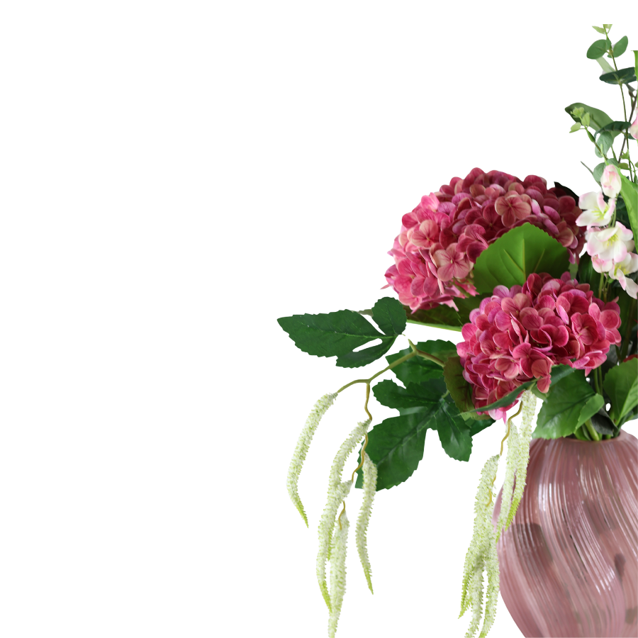 Evighedsbuket Lyserød Hortensia m. Flerfarvede Blomster