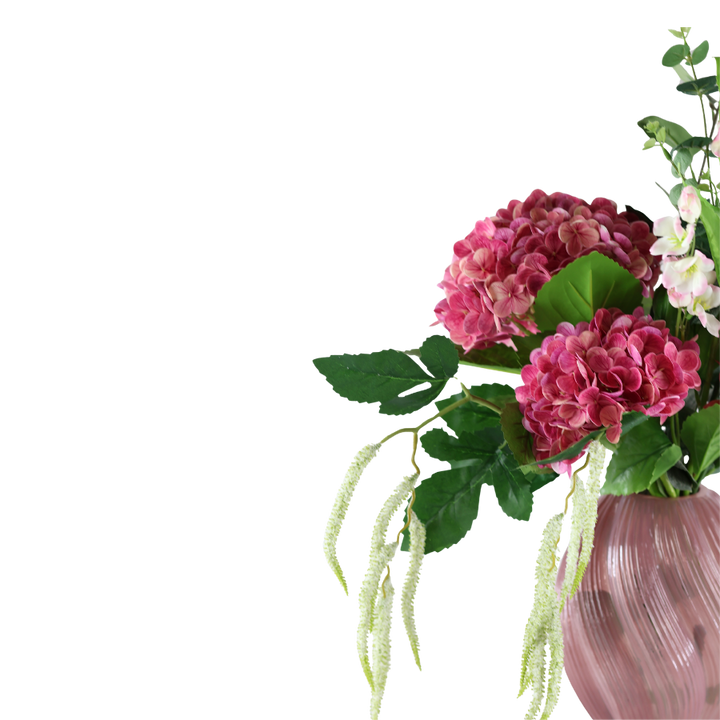 Evighedsbuket Lyserød Hortensia m. Flerfarvede Blomster
