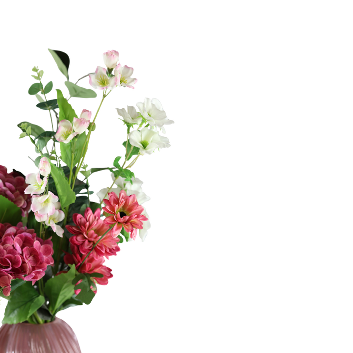 Evighedsbuket Lyserød Hortensia m. Flerfarvede Blomster