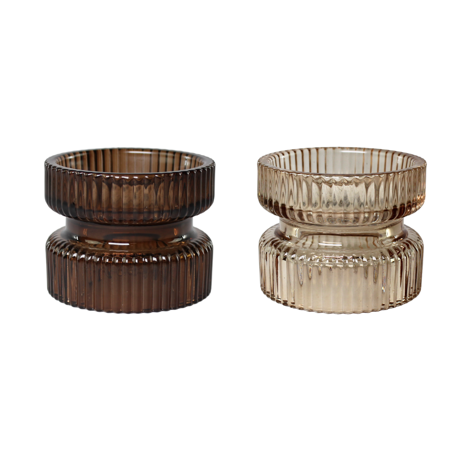 Lysestage Glas Rav  (9 x 7 cm)