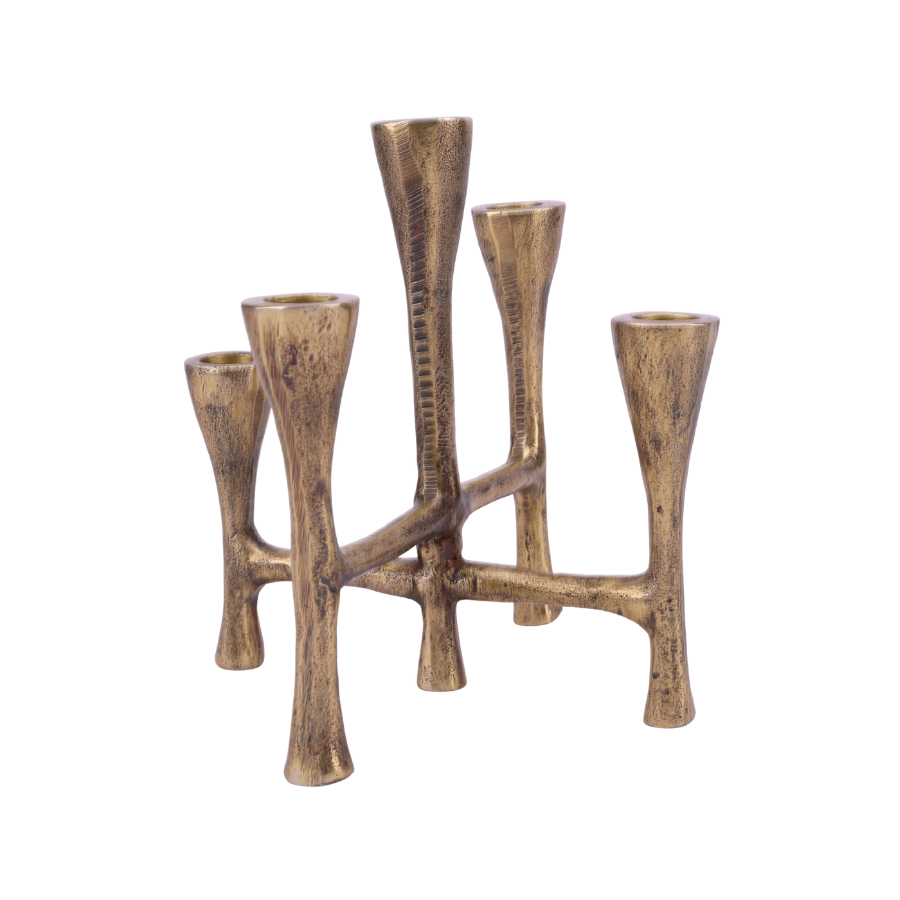 Lysestage Tristy 16x16x20cm Messingfarvet