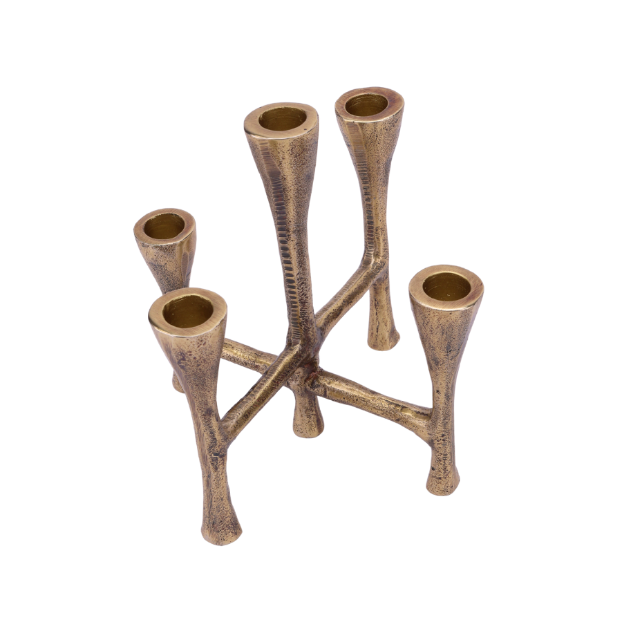 Lysestage Tristy 16x16x20cm Messingfarvet