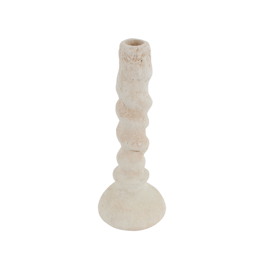 Keramisk Lysestage i Beige (Ø10x25,5cm)