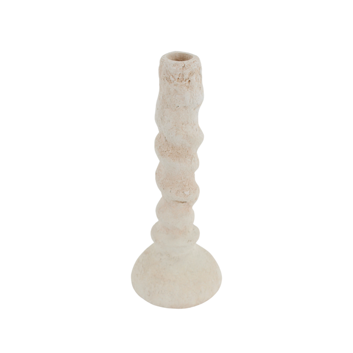 Keramisk Lysestage i Beige (Ø10x25,5cm)