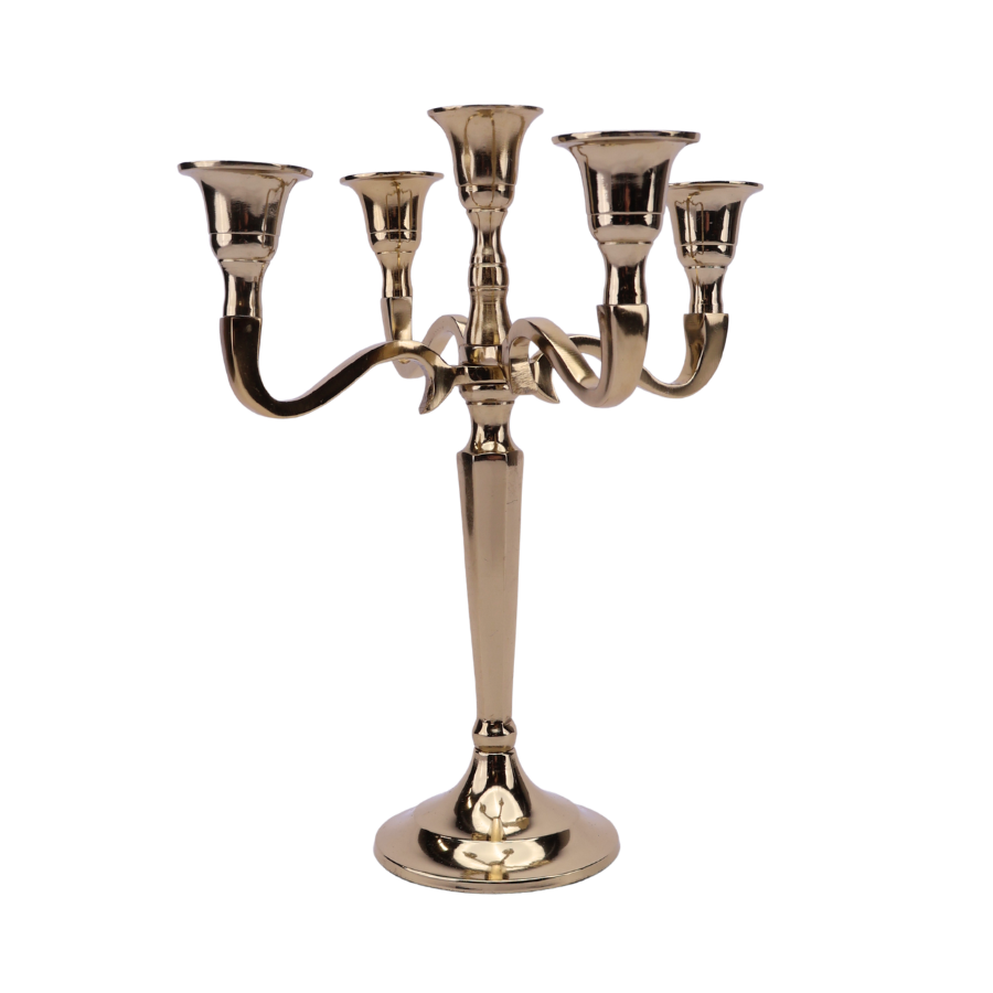 Lysestage m. 5 Arme Guld H27cm