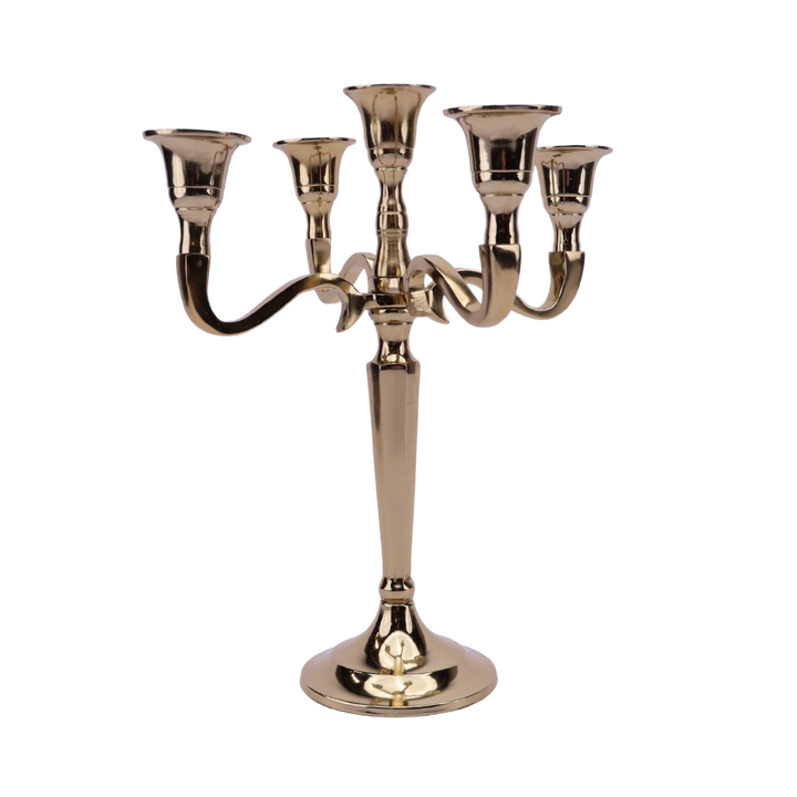 Lysestage m. 5 Arme Guld H27cm