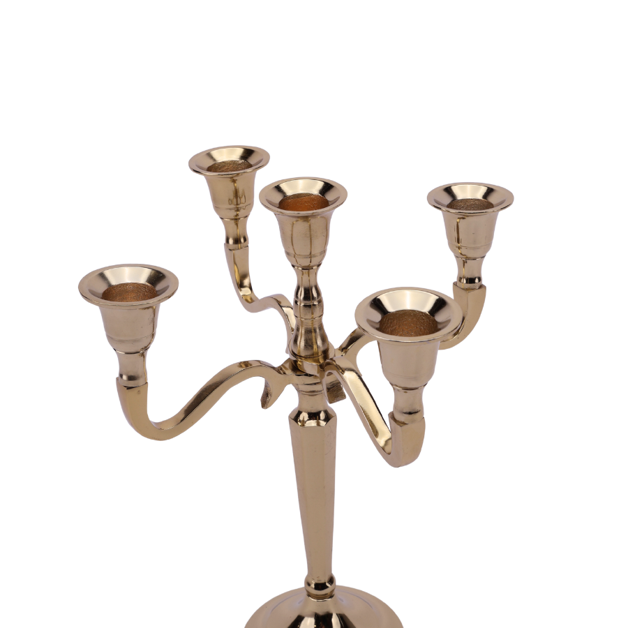 Lysestage m. 5 Arme Guld H27cm