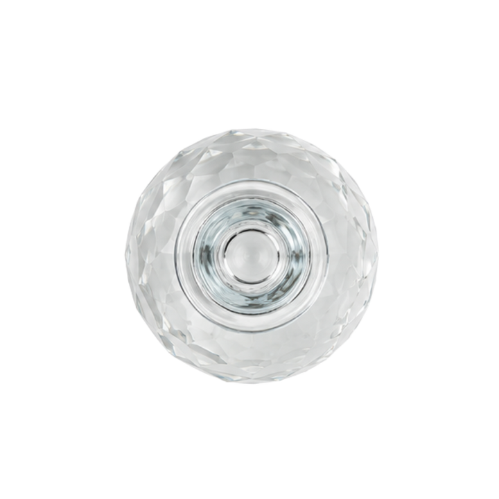 Lysestage m. Glaskugle 18xØ11cm Klar