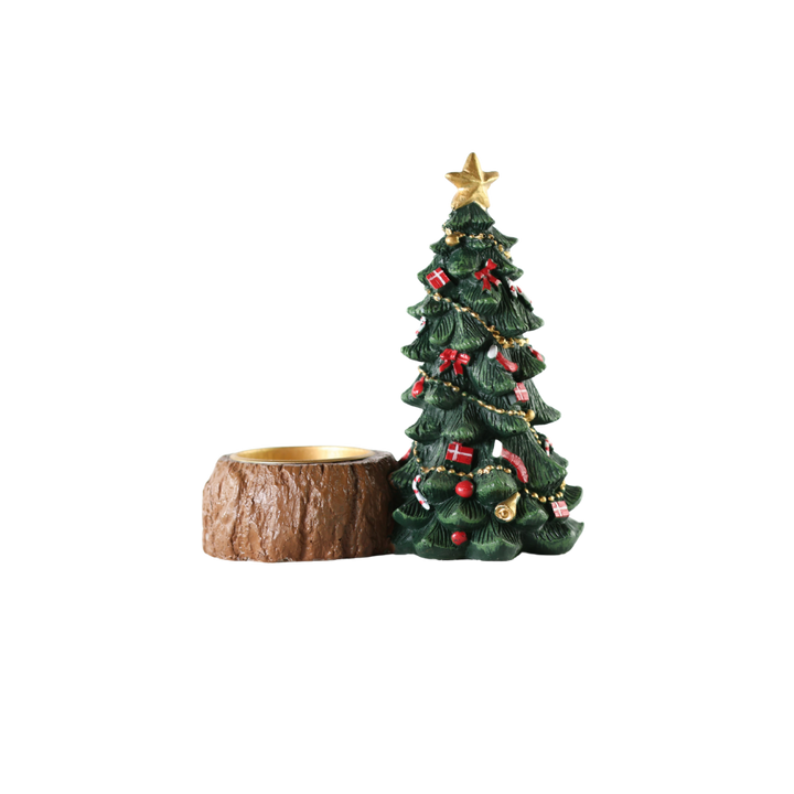 Lysholder Juletræ m. Pynt Polyresin Grøn (15cm)