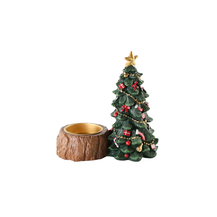 Lysholder Juletræ m. Pynt Polyresin Grøn (15cm)