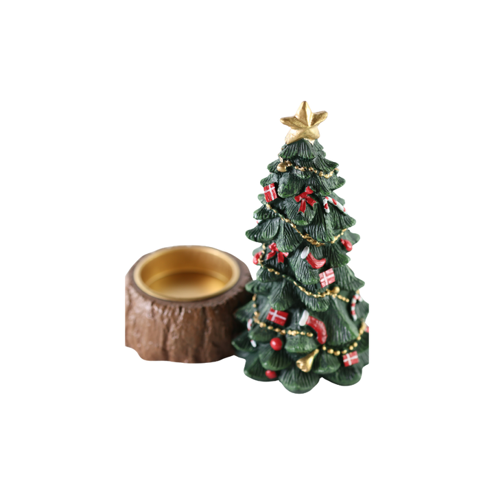 Lysholder Juletræ m. Pynt Polyresin Grøn (15cm)