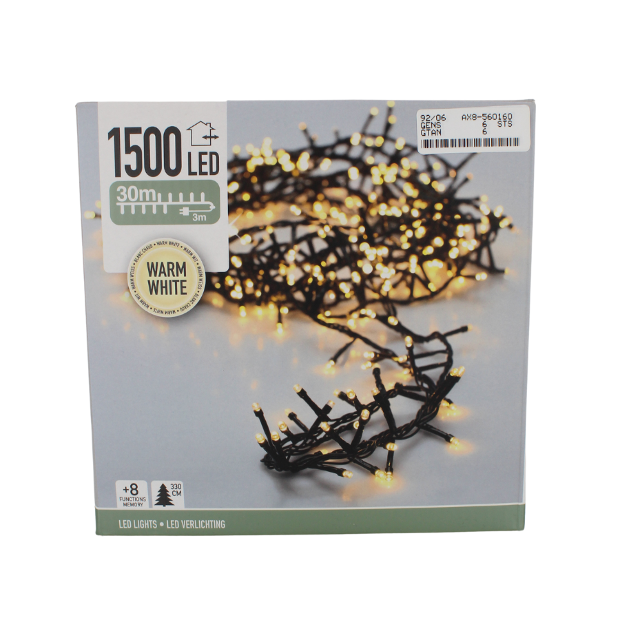 Lyskæde Micro Cluster 1500 LED Varm Hvid Udendørs (30 m)