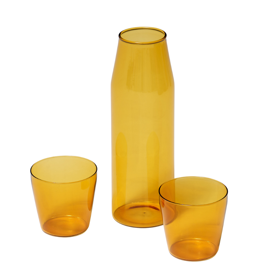 MILK Karaffel + 2 stk Glas Gul