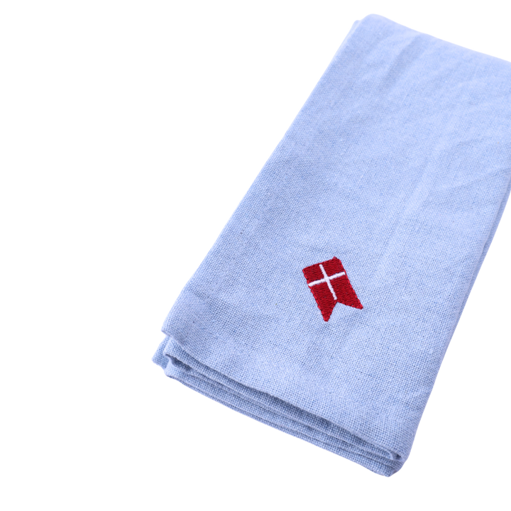 Stofserviet m. Broderet Dansk flag( 40x40cm) Blå