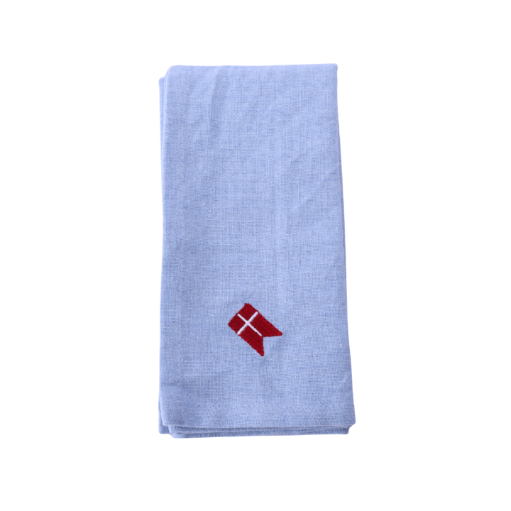 Stofserviet m. Broderet Dansk flag( 40x40cm) Blå