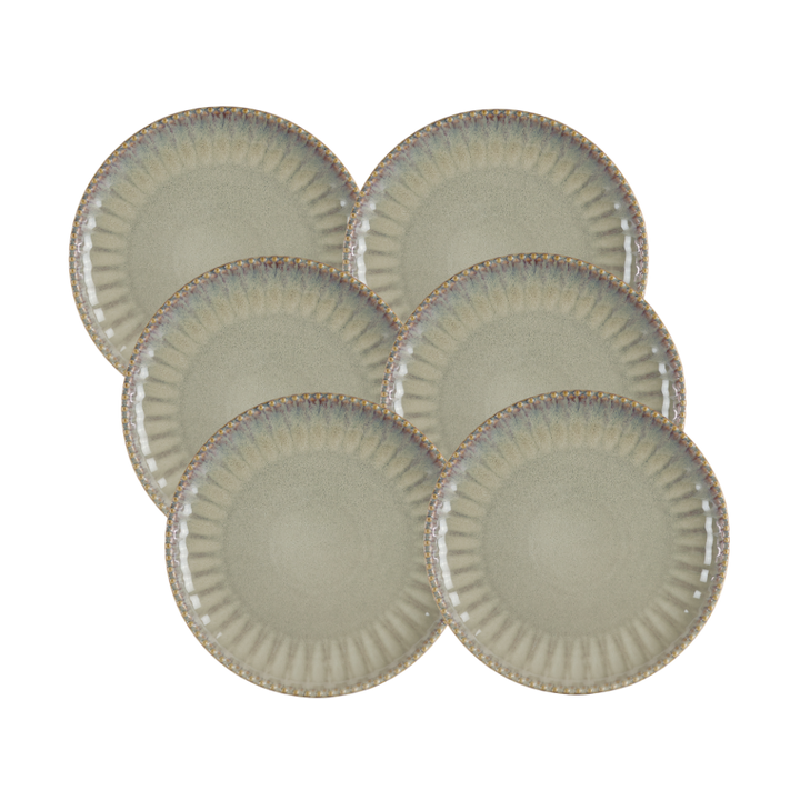 6 stk. Keramik Middagstallerkener FALLON i Reaktiv Beige (Ø27cm)