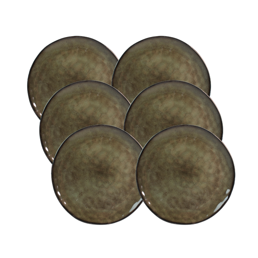 6 stk. Middagtallerkener DAKOTA i Grøn (Ø27cm)