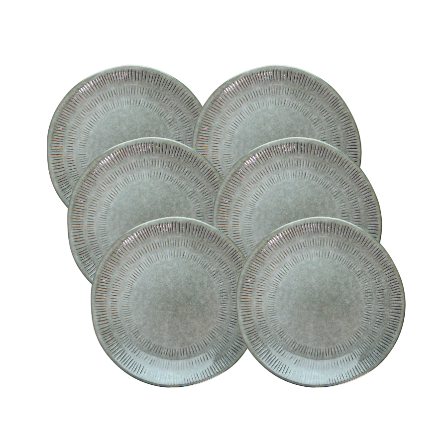 6 stk. Keramik Middagstallerkener Birgit i Grøn (27cm)