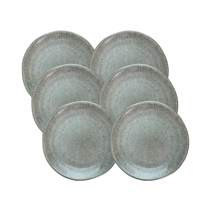 6 stk. Keramik Middagstallerkener Birgit i Grøn (27cm)