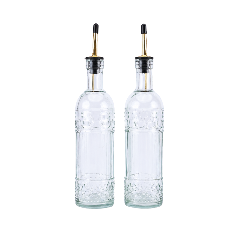 Olie/eddikesæt m guld top 2 stk. 500ml
