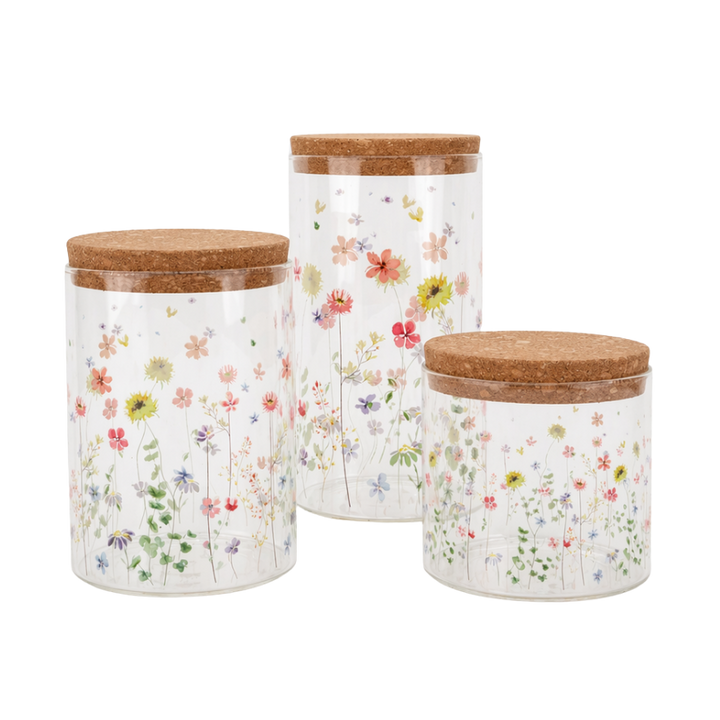 Opbevaringsglas m blomst MIAN (700ml)